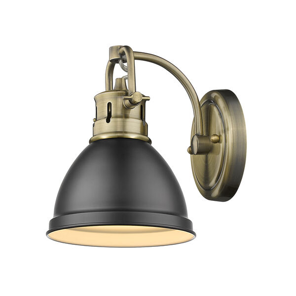 Duncan Aged Brass and Black Six-Inch One-Light Bath Wall Sconce, image 2
